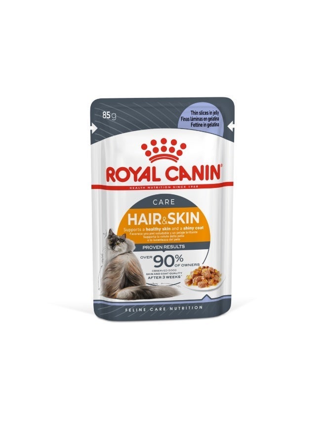 Royal Canin Feline Care Nutrition Hair & Skin Jelly (Wet Food - Pouches) 12 x 85 g - Image 2